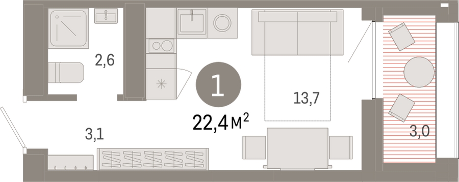 3-комнатная квартира с отделкой в ЖК Октябрьский на Туре на 18 этаже в 1 секции. Сдача в 2 кв. 2025 г.
