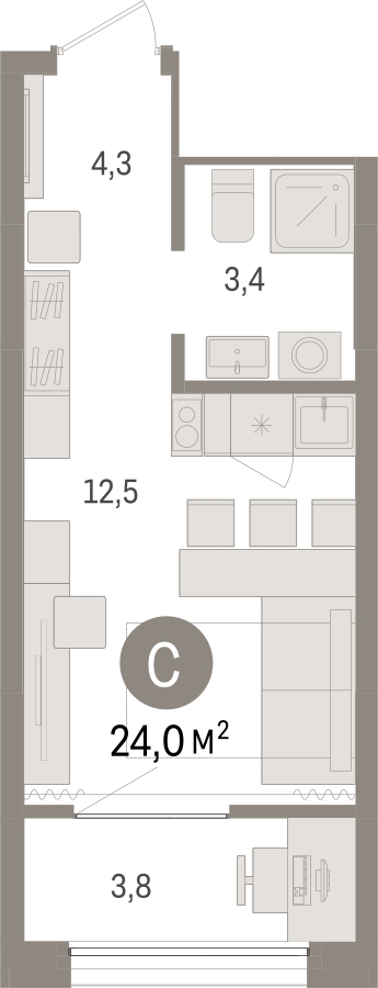 4-комнатная квартира в ЖК Дзен-кварталы на 6 этаже в 1 секции. Сдача в 2 кв. 2026 г.