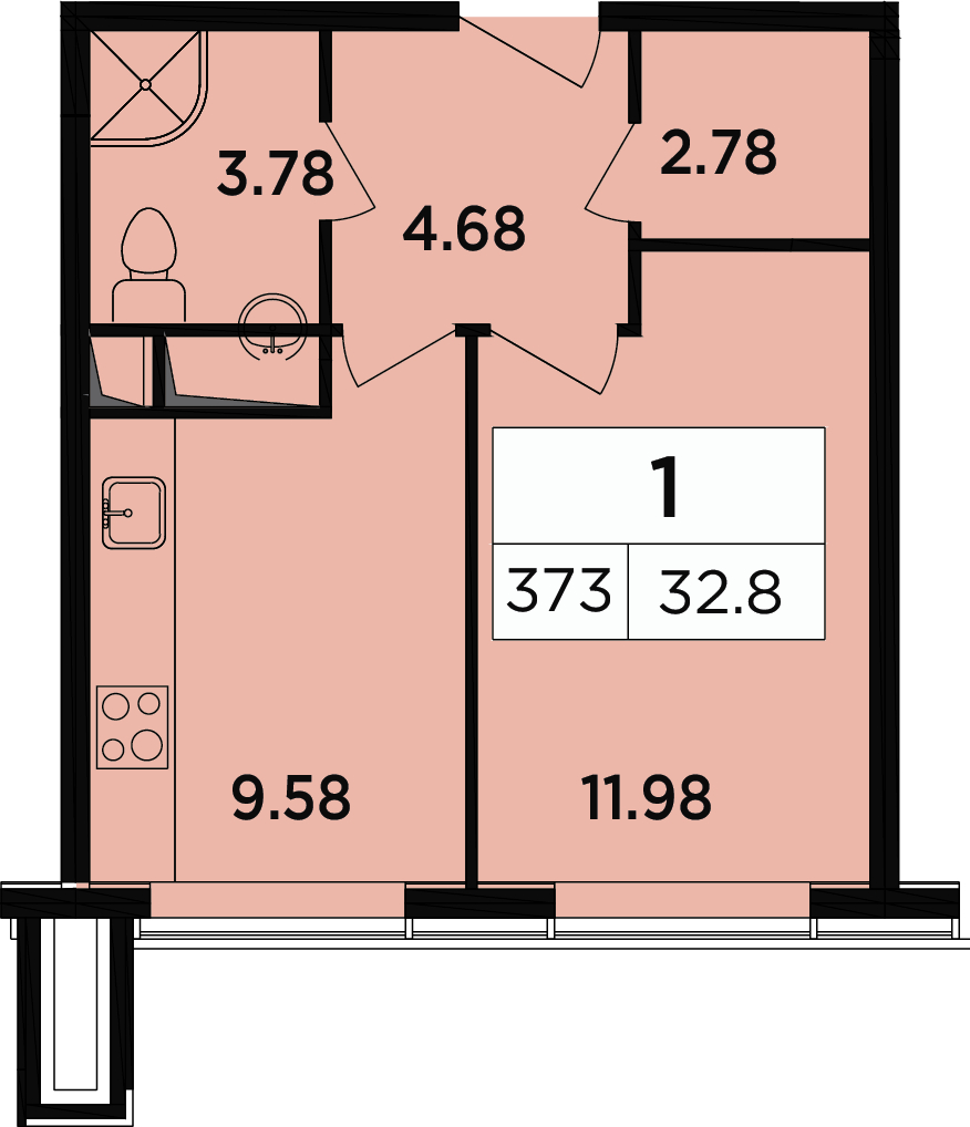 2-комнатная квартира в ЖК Легендарный Квартал на Березовой  аллее на 12 этаже в 1 секции. Сдача в 3 кв. 2019 г.