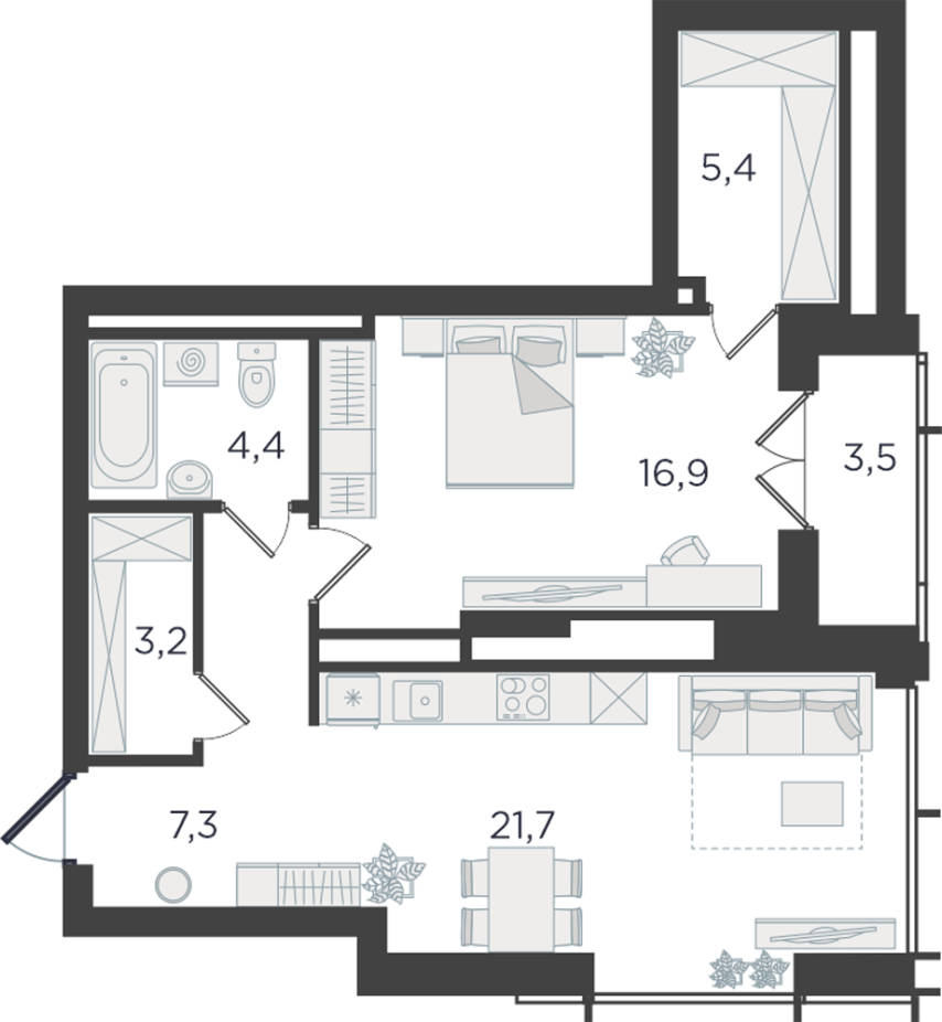 4-комнатная квартира с отделкой в ЖК Дзен-кварталы на 13 этаже в 1 секции. Сдача в 3 кв. 2026 г.