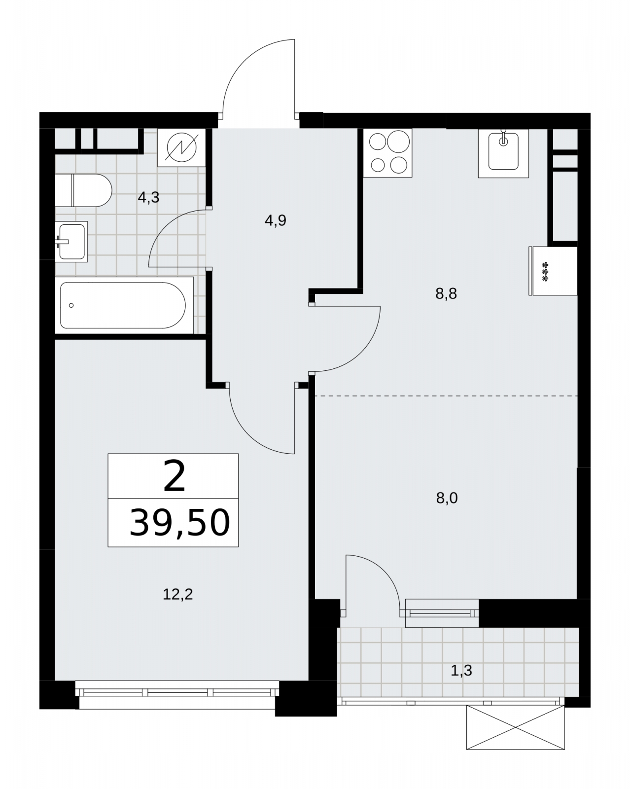 2-комнатная квартира в ЖК ЗИЛАРТ на 11 этаже в 1 секции. Сдача в 2 кв. 2022 г.