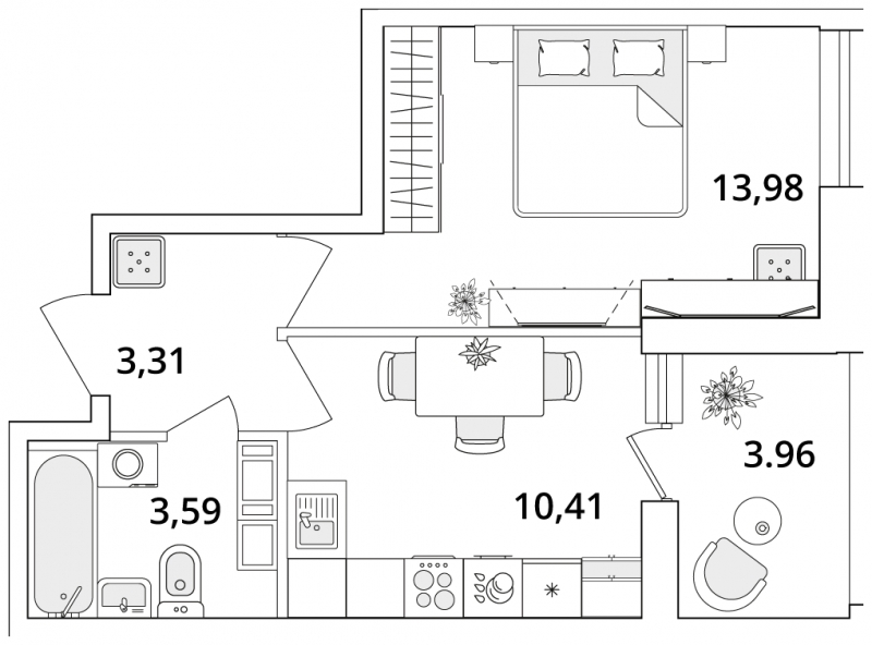 3-комнатная квартира с отделкой в ЖК Октябрьский на Туре на 7 этаже в 2 секции. Сдача в 2 кв. 2025 г.