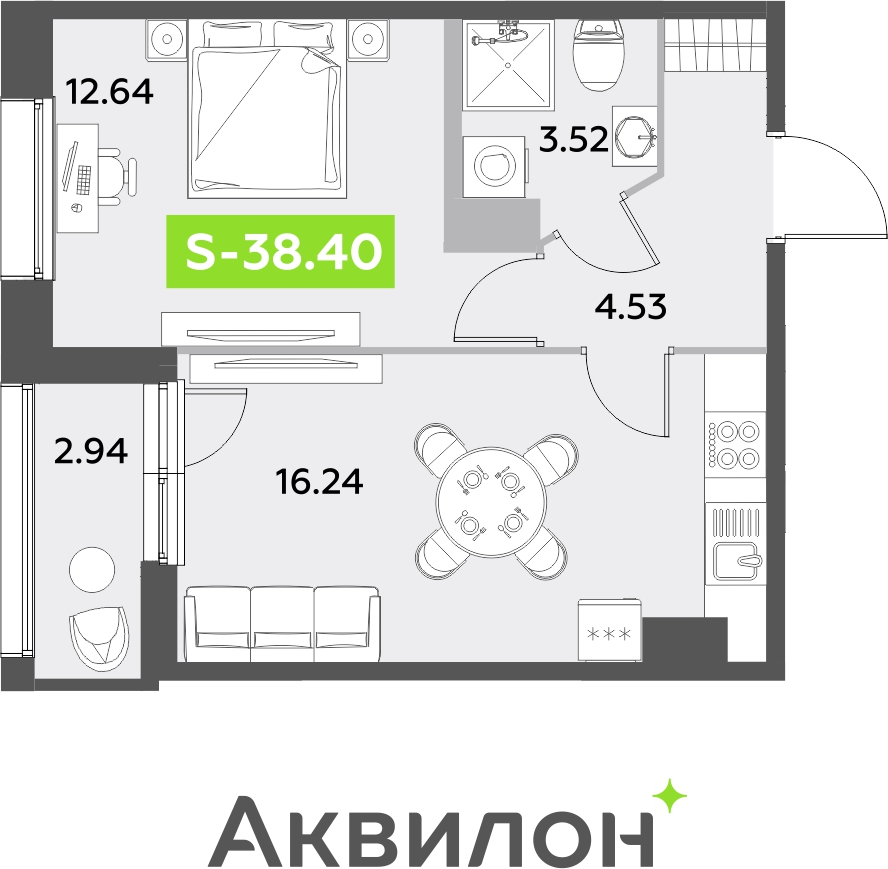 2-комнатная квартира с отделкой в ЖК Октябрьский на Туре на 4 этаже в 3 секции. Сдача в 2 кв. 2025 г.