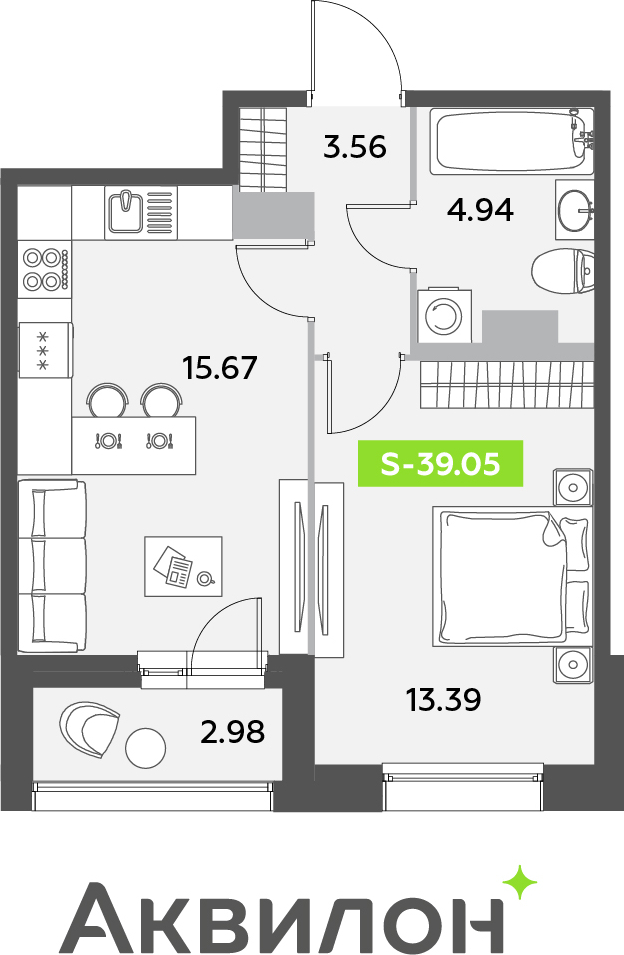 3-комнатная квартира с отделкой в ЖК Октябрьский на Туре на 8 этаже в 3 секции. Сдача в 2 кв. 2025 г.