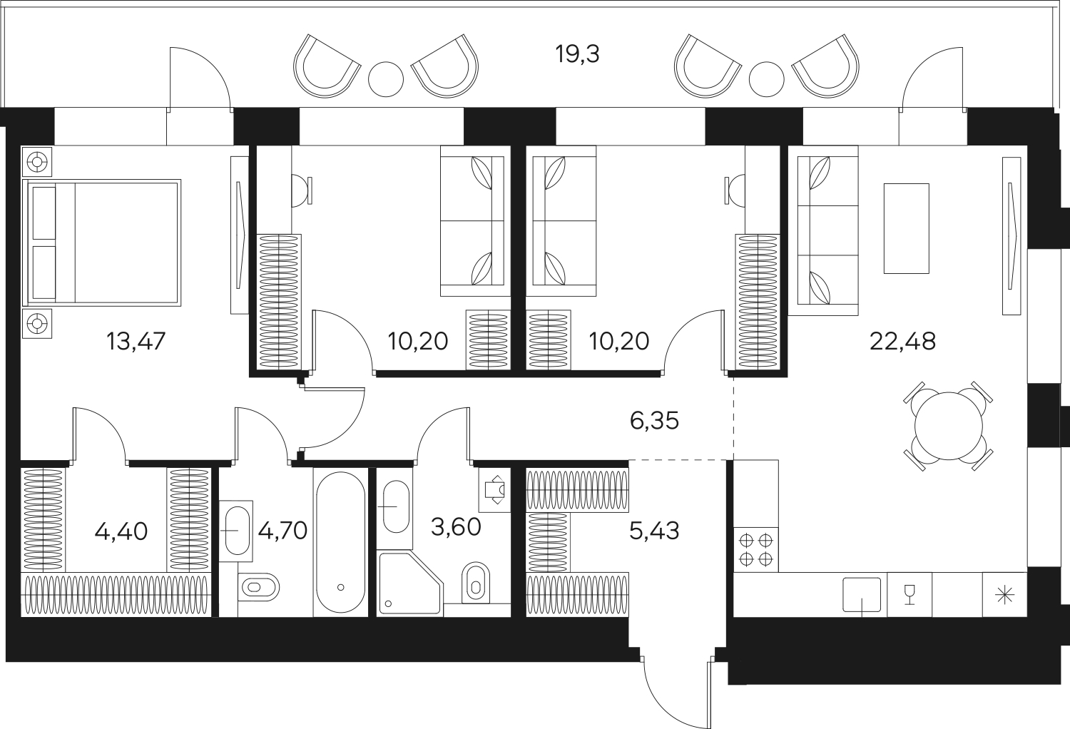 2-комнатная квартира с отделкой в ЖК Речной порт на 5 этаже в 6 секции. Сдача в 2 кв. 2025 г.