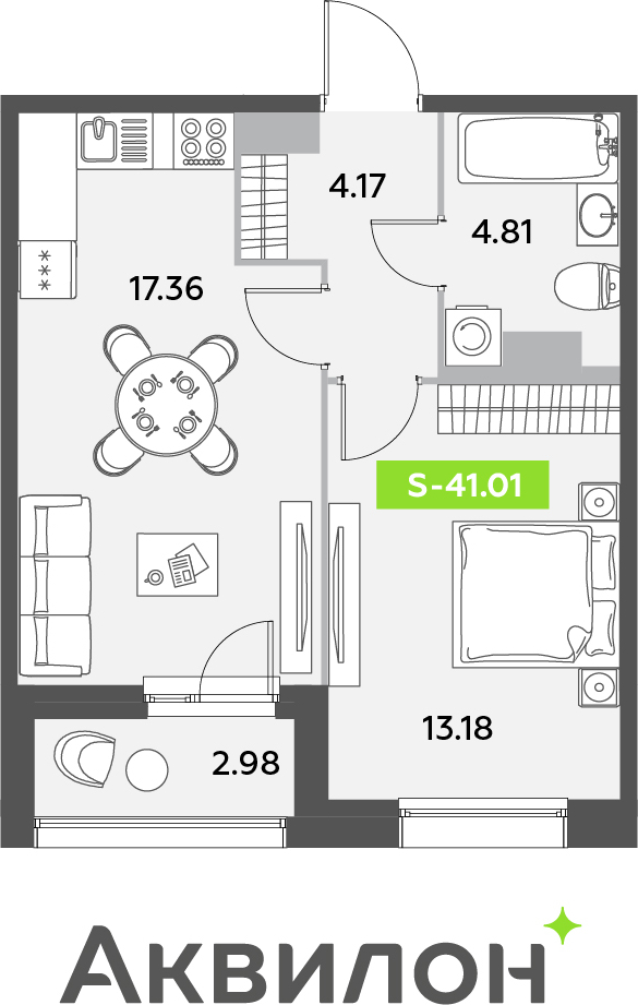 2-комнатная квартира с отделкой в ЖК Октябрьский на Туре на 8 этаже в 1 секции. Сдача в 2 кв. 2025 г.