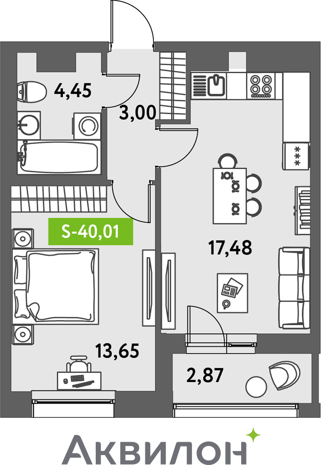 2-комнатная квартира с отделкой в ЖК Октябрьский на Туре на 15 этаже в 2 секции. Сдача в 2 кв. 2025 г.