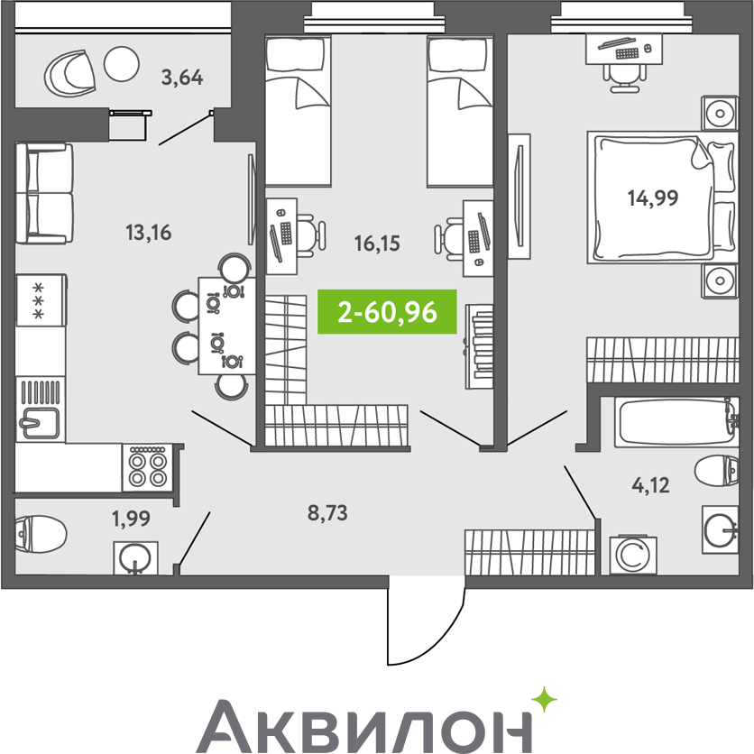 1-комнатная квартира (Студия) в ЖК Дзен-кварталы на 6 этаже в 3 секции. Сдача в 1 кв. 2026 г.
