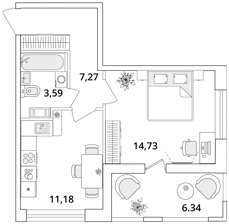 3-комнатная квартира с отделкой в ЖК Дом на Бардина на 3 этаже в 1 секции. Сдача в 4 кв. 2023 г.
