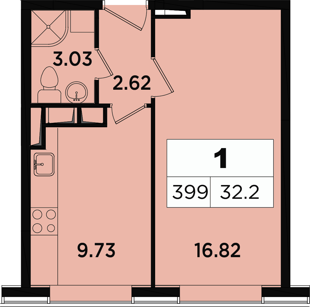 2-комнатная квартира в ЖК Легендарный Квартал на Березовой  аллее на 16 этаже в 1 секции. Сдача в 3 кв. 2019 г.