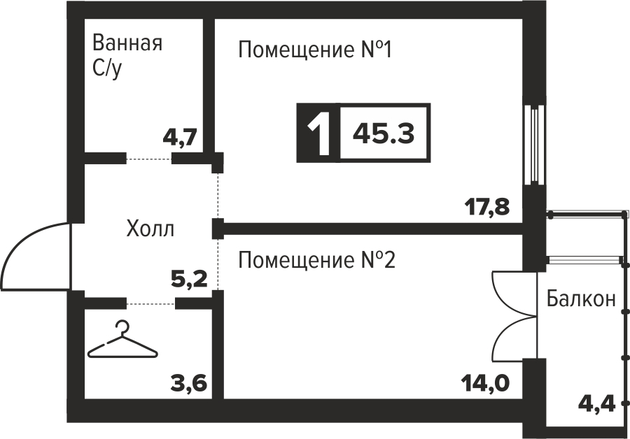 2-комнатная квартира в ЖК М_5 на 11 этаже в 1 секции. Сдача в 3 кв. 2025 г.