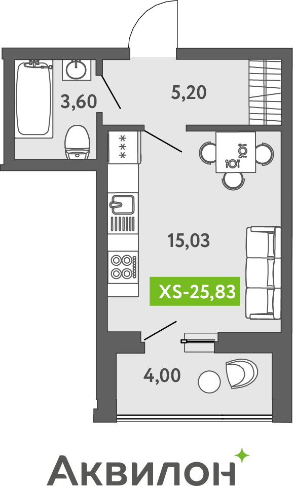 2-комнатная квартира в ЖК М_5 на 9 этаже в 1 секции. Сдача в 2 кв. 2025 г.
