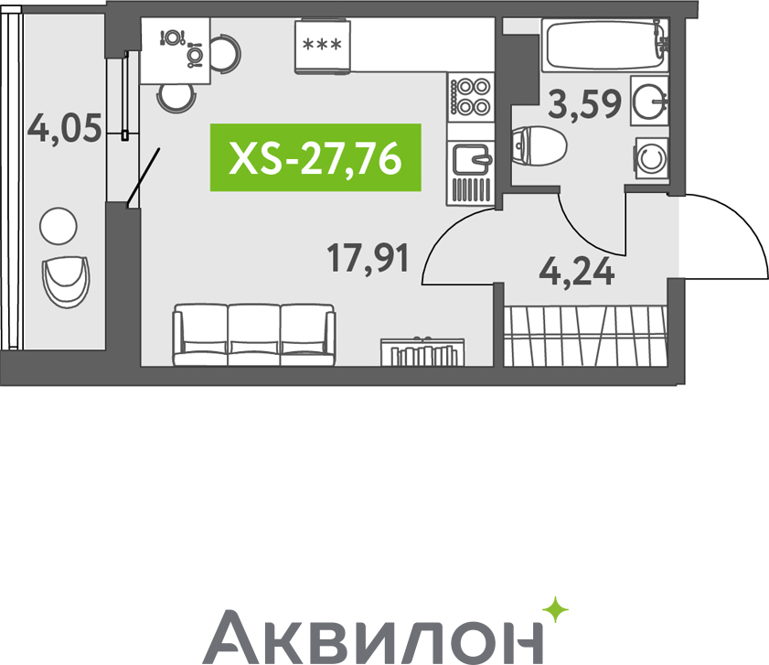 2-комнатная квартира с отделкой в ЖК Октябрьский на Туре на 8 этаже в 2 секции. Сдача в 1 кв. 2026 г.