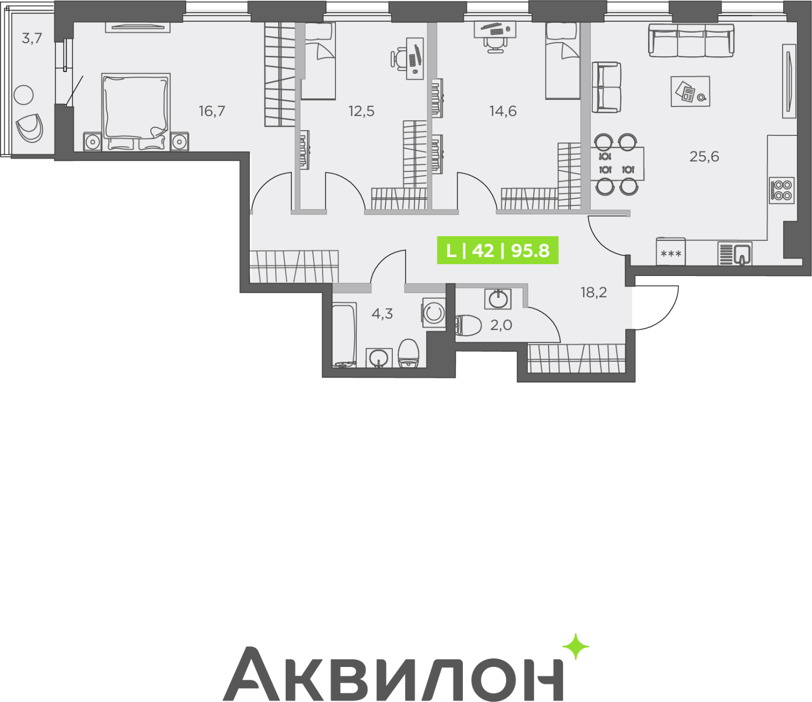 3-комнатная квартира с отделкой в ЖК Октябрьский на Туре на 8 этаже в 6 секции. Сдача в 2 кв. 2026 г.