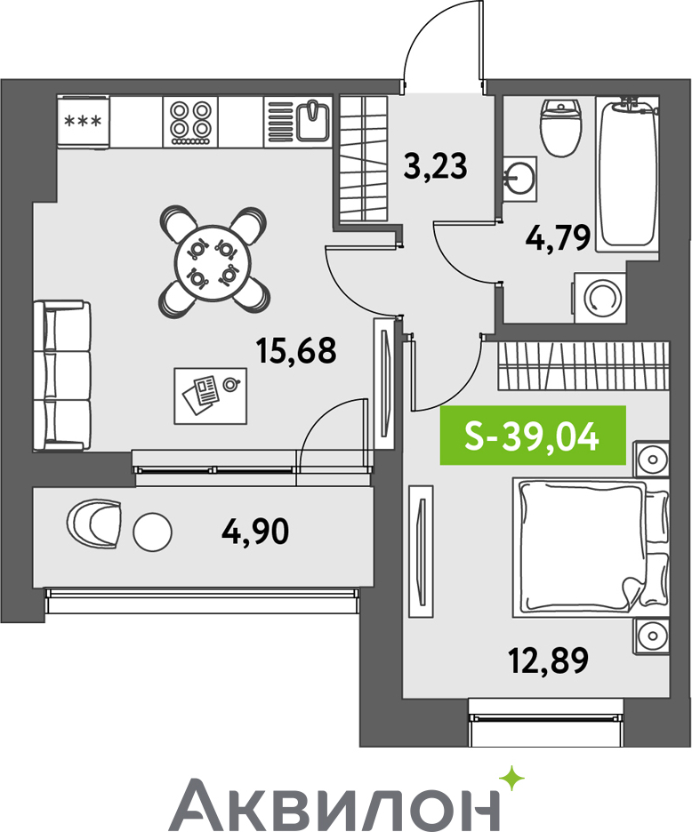 2-комнатная квартира в ЖК Дзен-кварталы на 10 этаже в 5 секции. Сдача в 1 кв. 2026 г.