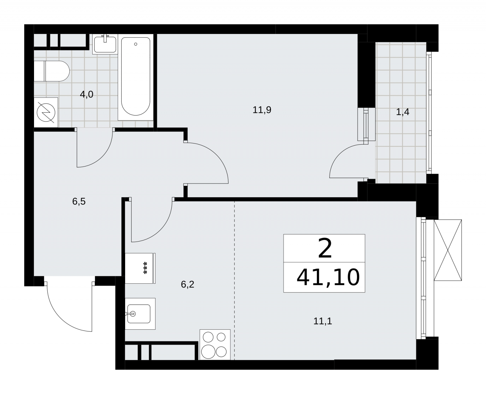 2-комнатная квартира в ЖК Скандинавия на 5 этаже в 4 секции. Сдача в 3 кв. 2025 г.
