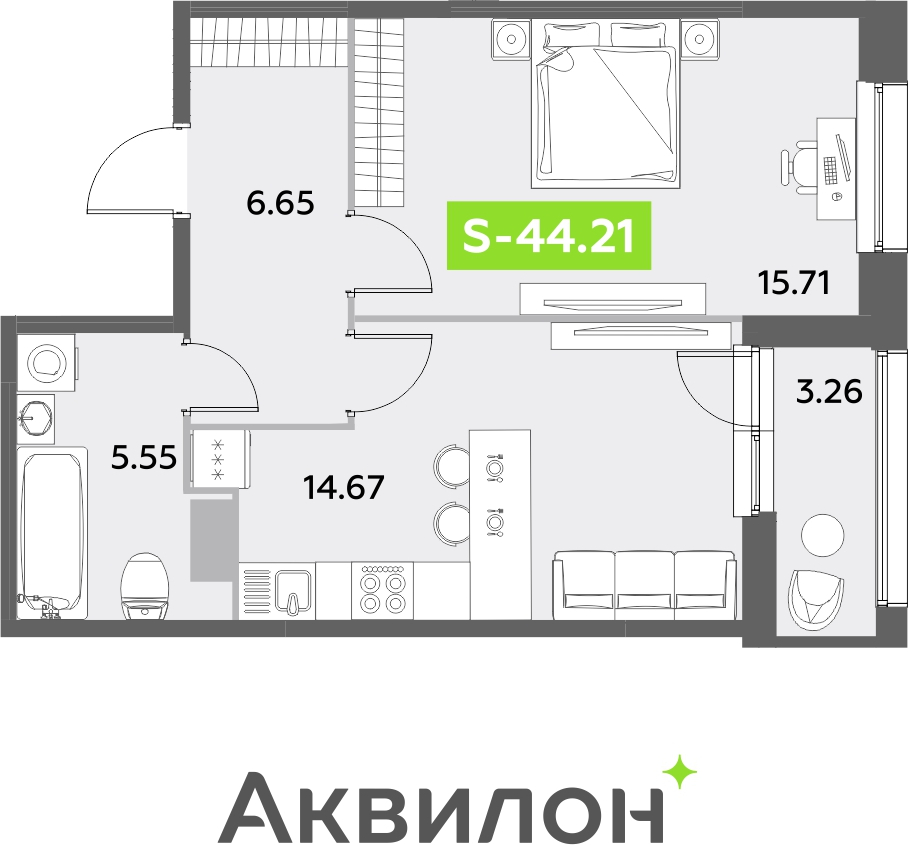 3-комнатная квартира с отделкой в ЖК Октябрьский на Туре на 17 этаже в 1 секции. Сдача в 2 кв. 2025 г.