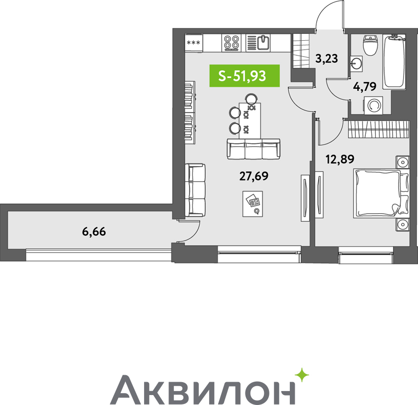 2-комнатная квартира с отделкой в ЖК Октябрьский на Туре на 16 этаже в 2 секции. Сдача в 2 кв. 2025 г.
