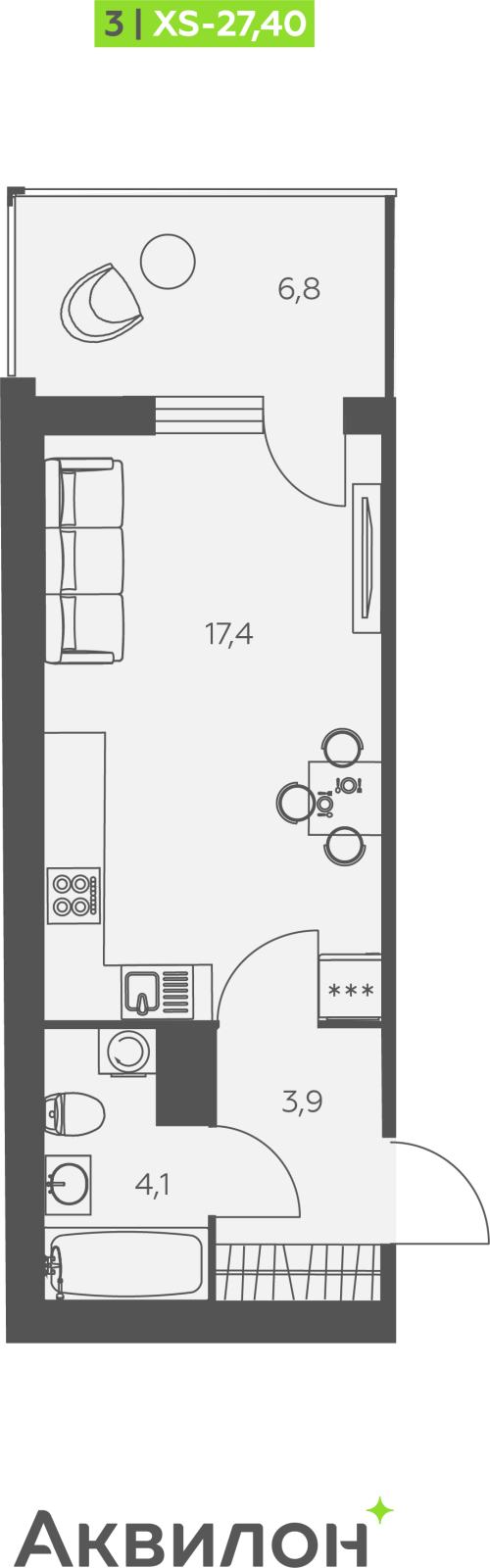 2-комнатная квартира с отделкой в ЖК Октябрьский на Туре на 20 этаже в 1 секции. Сдача в 2 кв. 2025 г.