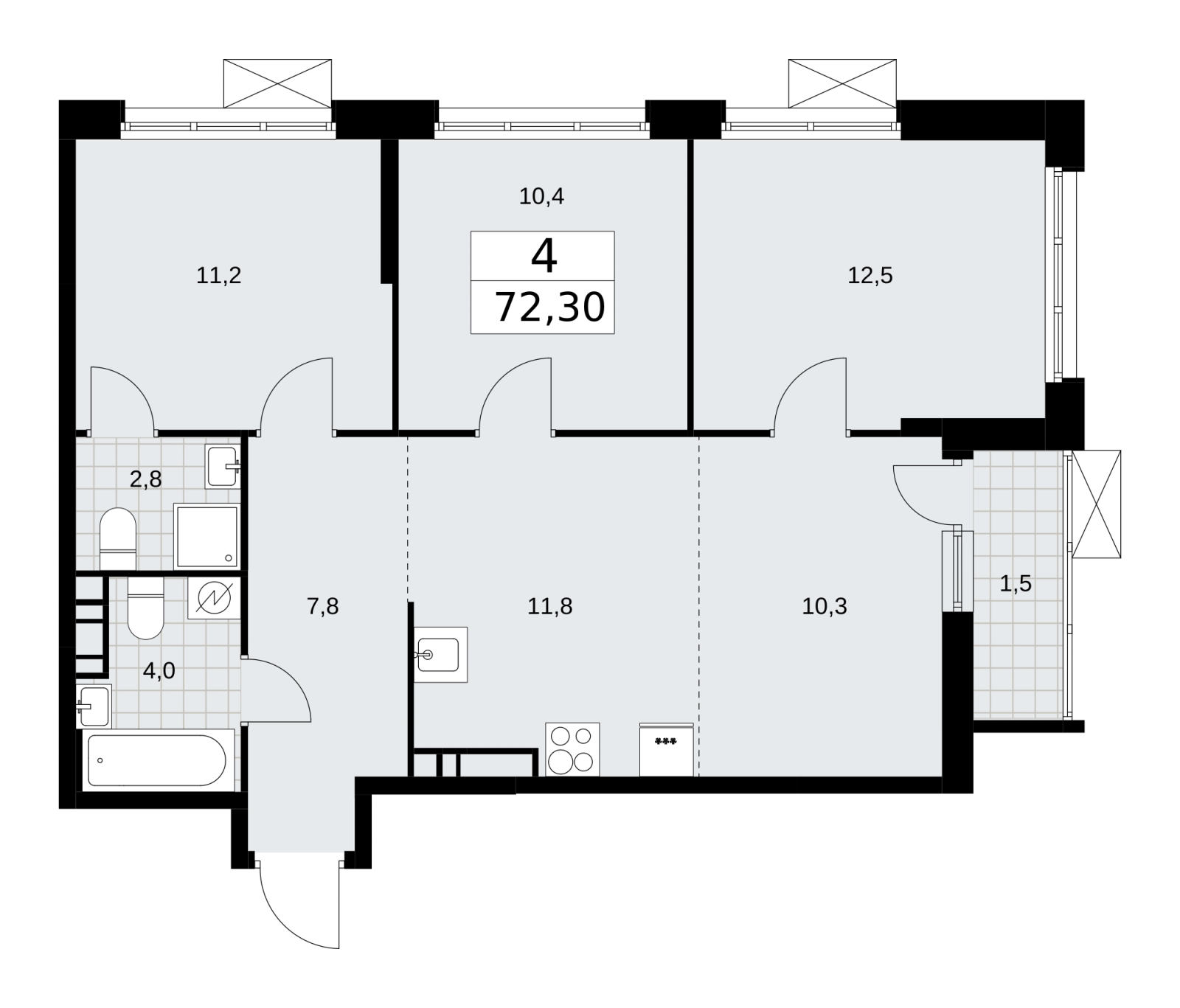 1-комнатная квартира (Студия) в ЖК Скандинавия на 13 этаже в 4 секции. Сдача в 3 кв. 2025 г.