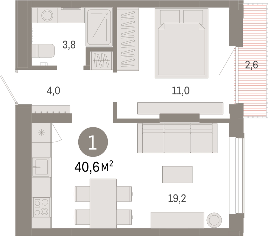 3-комнатная квартира с отделкой в ЖК Октябрьский на Туре на 16 этаже в 2 секции. Сдача в 2 кв. 2025 г.