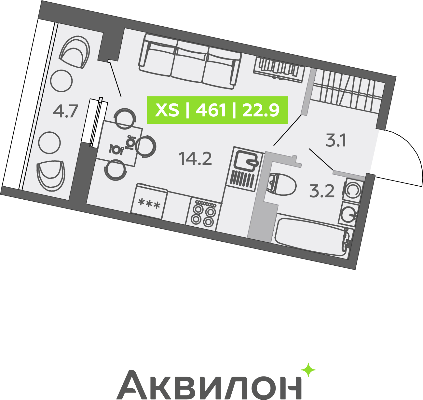 2-комнатная квартира с отделкой в ЖК Октябрьский на Туре на 12 этаже в 3 секции. Сдача в 2 кв. 2025 г.
