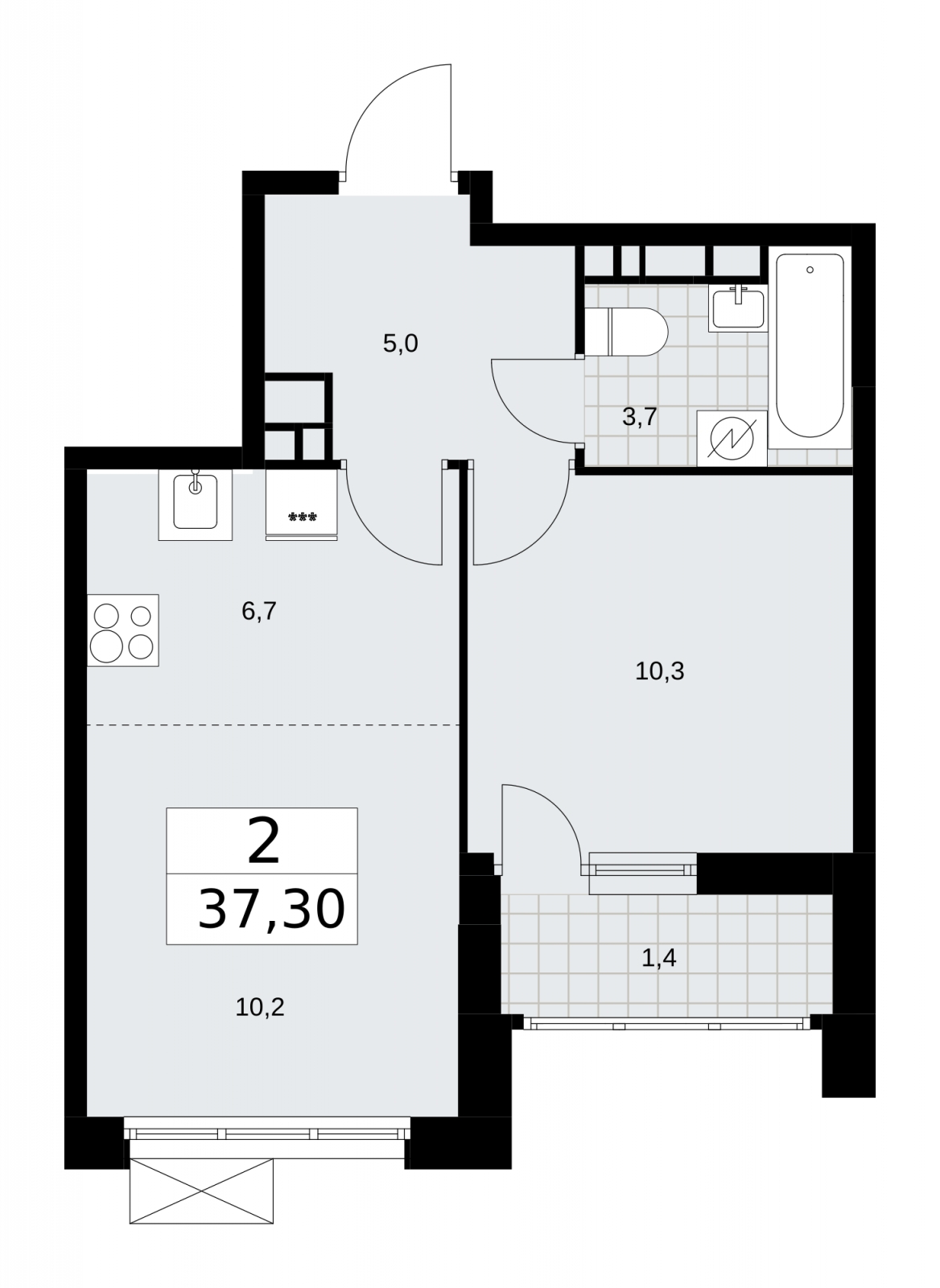 1-комнатная квартира в ЖК Скандинавия на 4 этаже в 4 секции. Сдача в 3 кв. 2025 г.