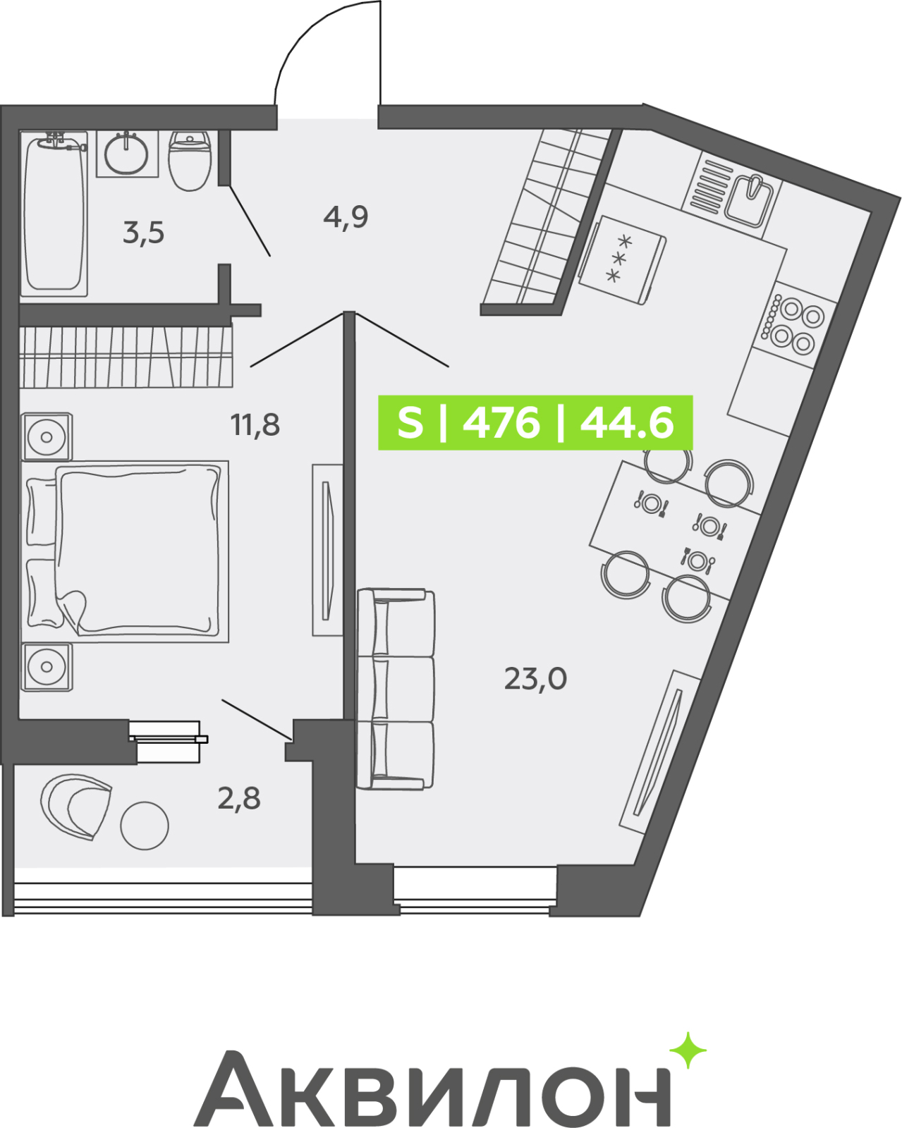 3-комнатная квартира с отделкой в ЖК Октябрьский на Туре на 16 этаже в 3 секции. Сдача в 2 кв. 2025 г.