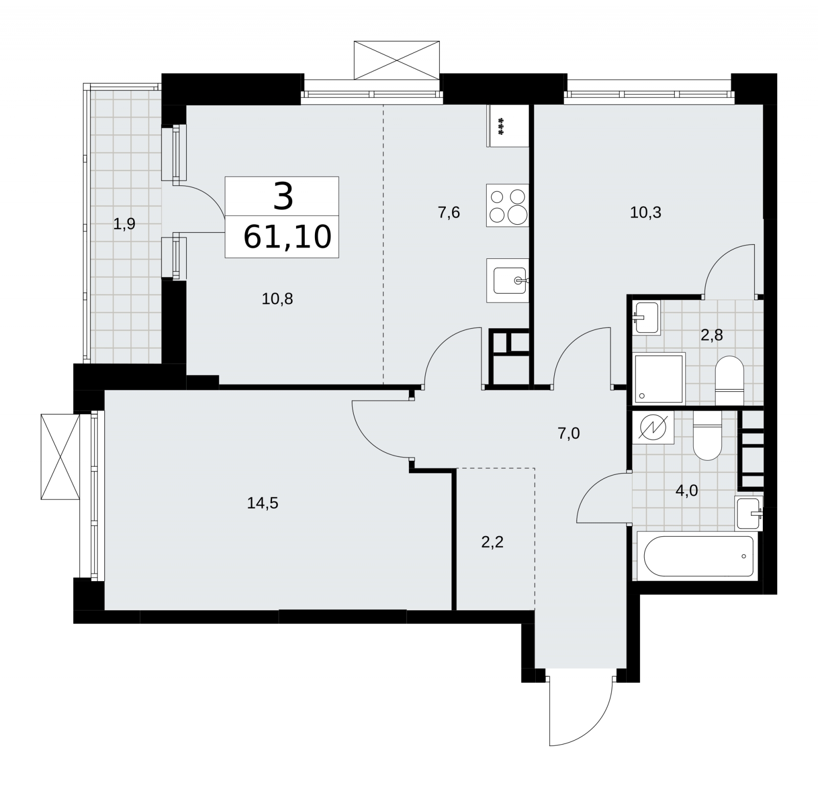 1-комнатная квартира (Студия) в ЖК Скандинавия на 2 этаже в 1 секции. Сдача в 3 кв. 2025 г.