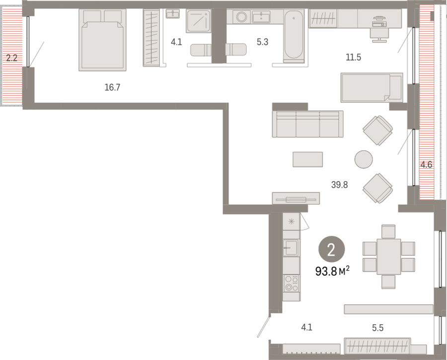 1-комнатная квартира с отделкой в ЖК Октябрьский на Туре на 6 этаже в 2 секции. Сдача в 1 кв. 2026 г.