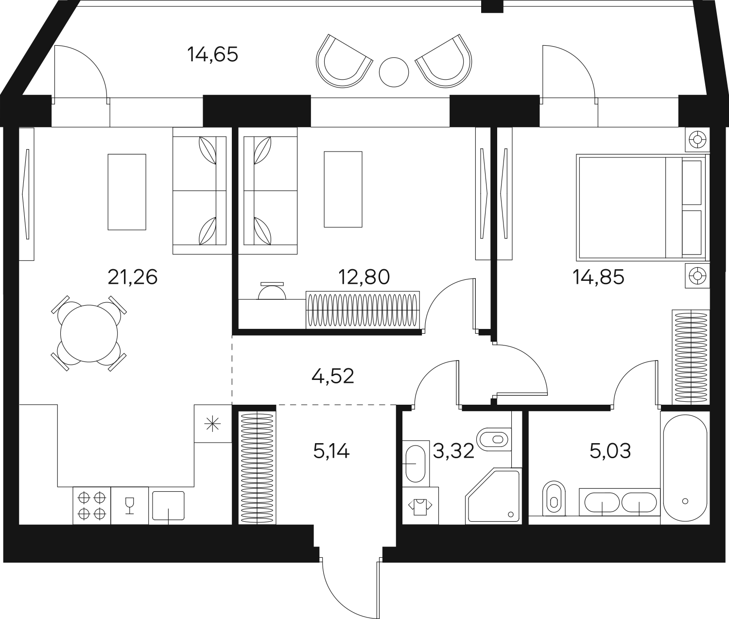 3-комнатная квартира с отделкой в ЖК Речной порт на 2 этаже в 3 секции. Сдача в 3 кв. 2025 г.