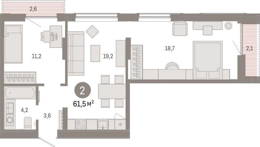 3-комнатная квартира в ЖК Дзен-кварталы на 7 этаже в 5 секции. Сдача в 2 кв. 2026 г.