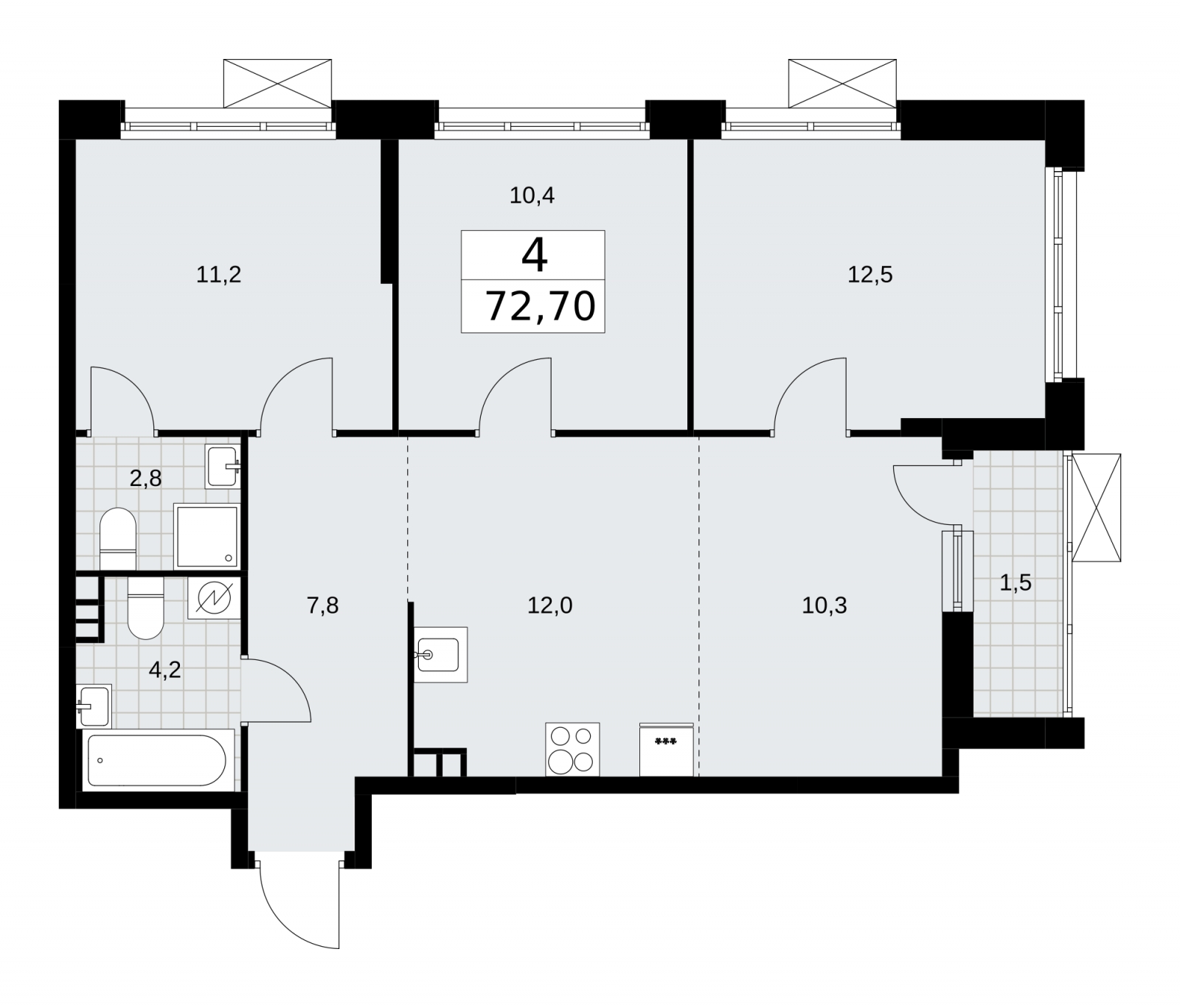 1-комнатная квартира в ЖК Скандинавия на 6 этаже в 4 секции. Сдача в 3 кв. 2025 г.
