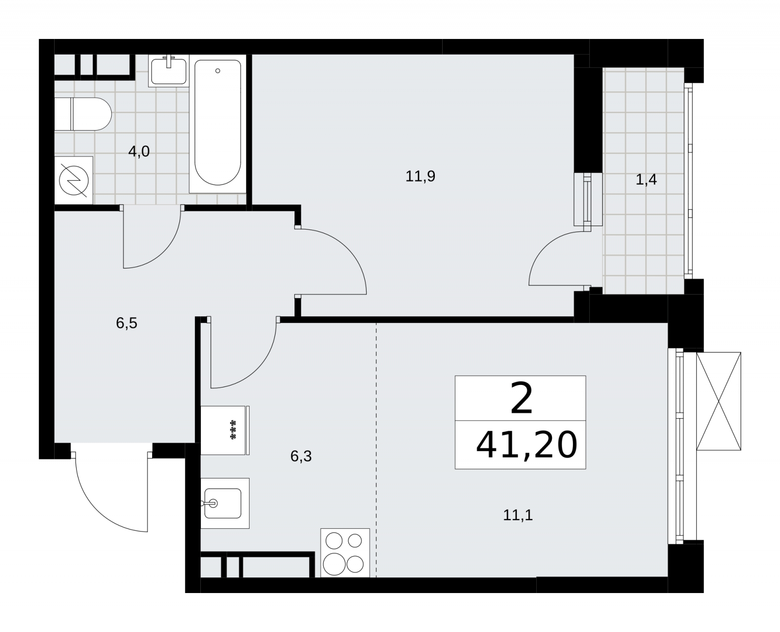 1-комнатная квартира в ЖК Скандинавия на 7 этаже в 4 секции. Сдача в 3 кв. 2025 г.