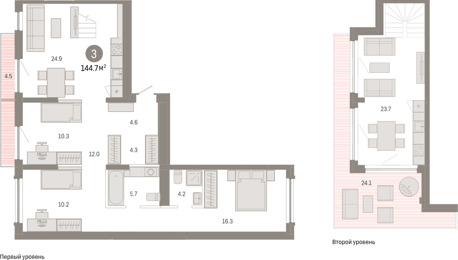 2-комнатная квартира с отделкой в ЖК Октябрьский на Туре на 5 этаже в 3 секции. Сдача в 1 кв. 2026 г.
