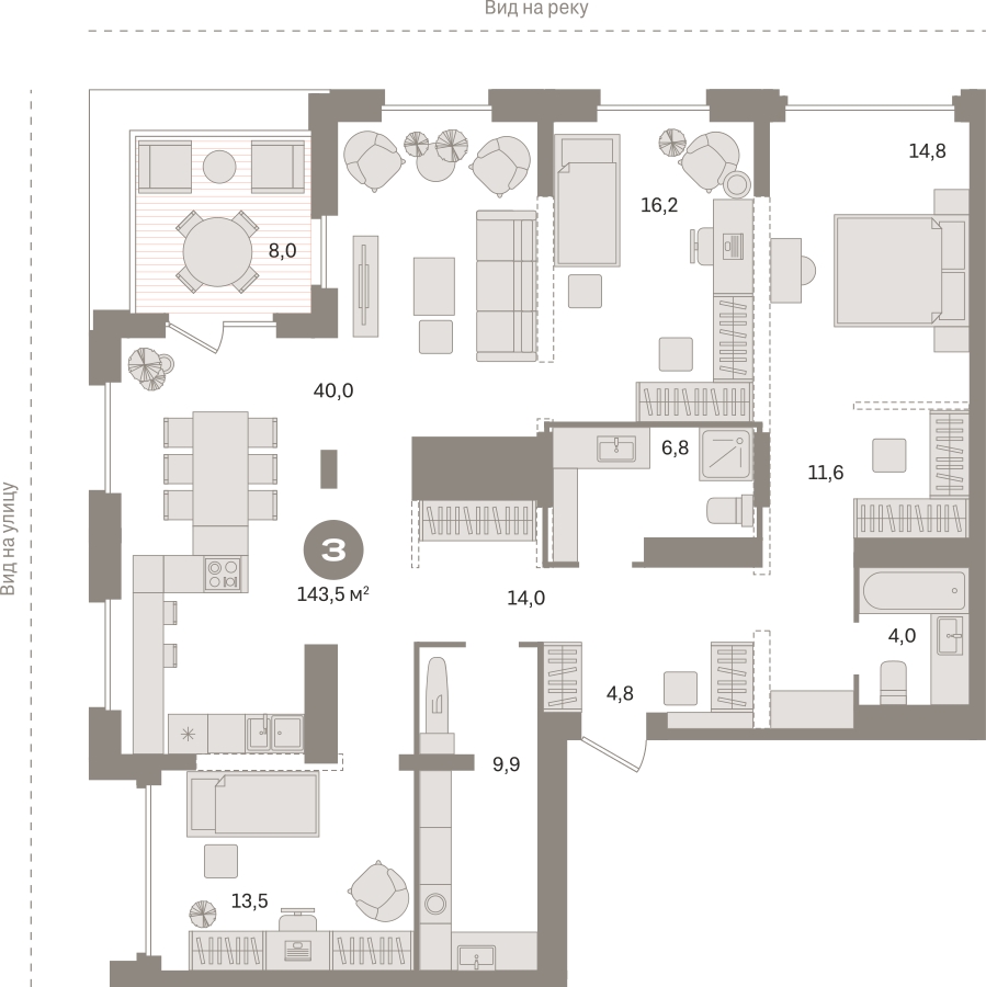 1-комнатная квартира (Студия) в ЖК КутузовGRAD 2 на 4 этаже в 2 секции. Сдача в 3 кв. 2022 г.
