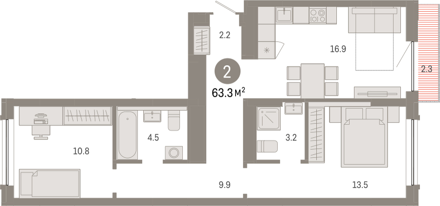 1-комнатная квартира (Студия) с отделкой в ЖК Речной порт на 4 этаже в 3 секции. Сдача в 3 кв. 2025 г.
