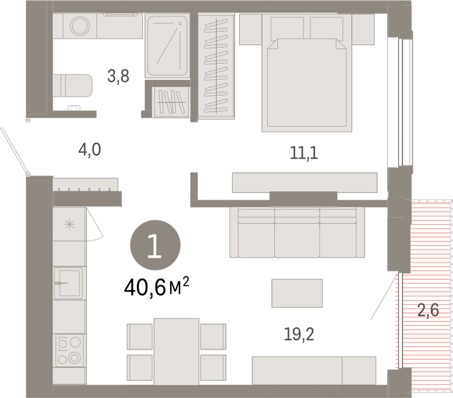 3-комнатная квартира с отделкой в ЖК Октябрьский на Туре на 13 этаже в 6 секции. Сдача в 2 кв. 2026 г.
