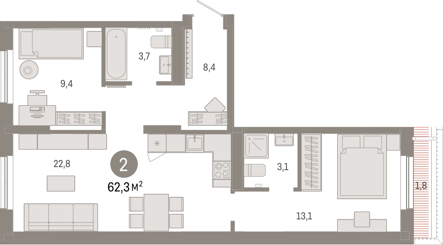 1-комнатная квартира (Студия) с отделкой в ЖК Метрополия на 25 этаже в 1 секции. Сдача в 3 кв. 2024 г.