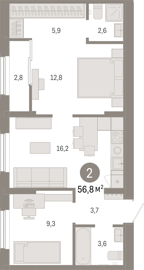 1-комнатная квартира (Студия) с отделкой в ЖК Метрополия на 26 этаже в 1 секции. Сдача в 3 кв. 2024 г.
