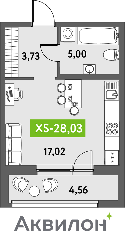 1-комнатная квартира с отделкой в ЖК Октябрьский на Туре на 3 этаже в 2 секции. Сдача в 2 кв. 2025 г.