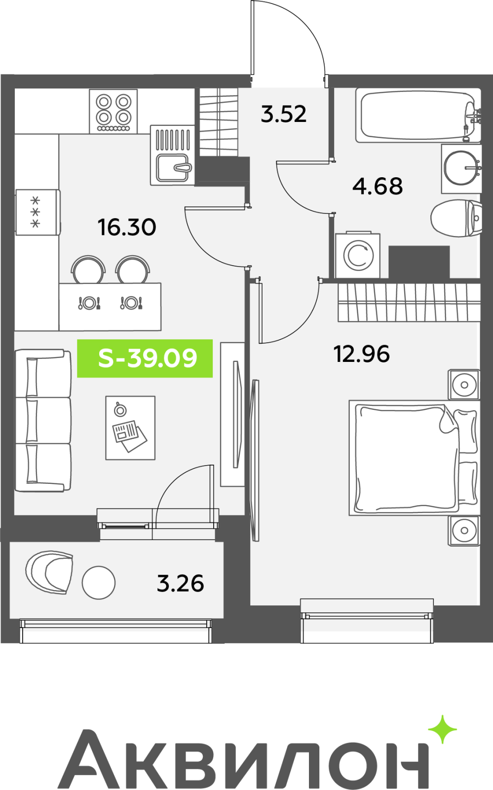 2-комнатная квартира с отделкой в ЖК Октябрьский на Туре на 1 этаже в 1 секции. Сдача в 2 кв. 2025 г.