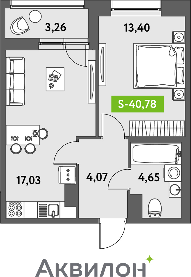 2-комнатная квартира с отделкой в ЖК Октябрьский на Туре на 7 этаже в 1 секции. Сдача в 1 кв. 2026 г.