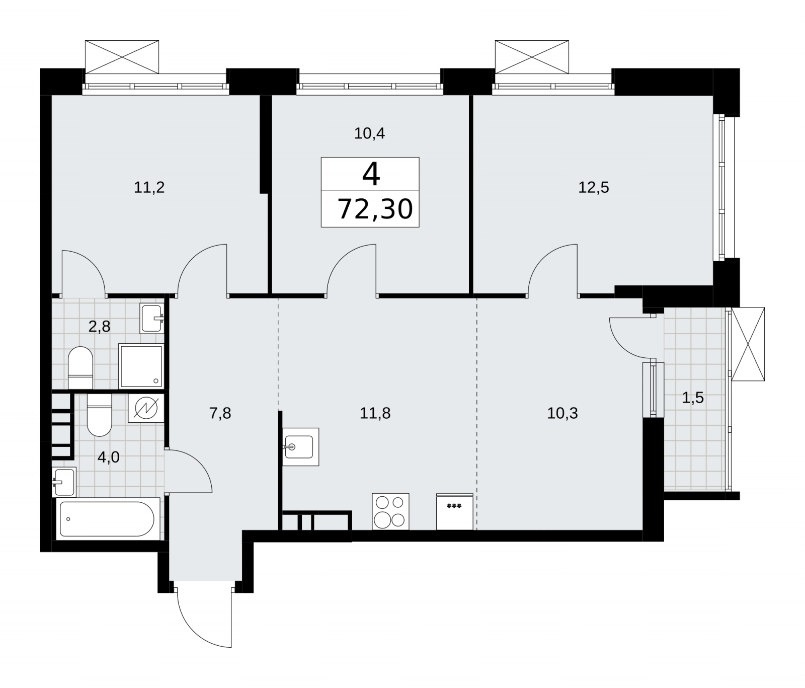 1-комнатная квартира (Студия) в ЖК Скандинавия на 6 этаже в 4 секции. Сдача в 3 кв. 2025 г.