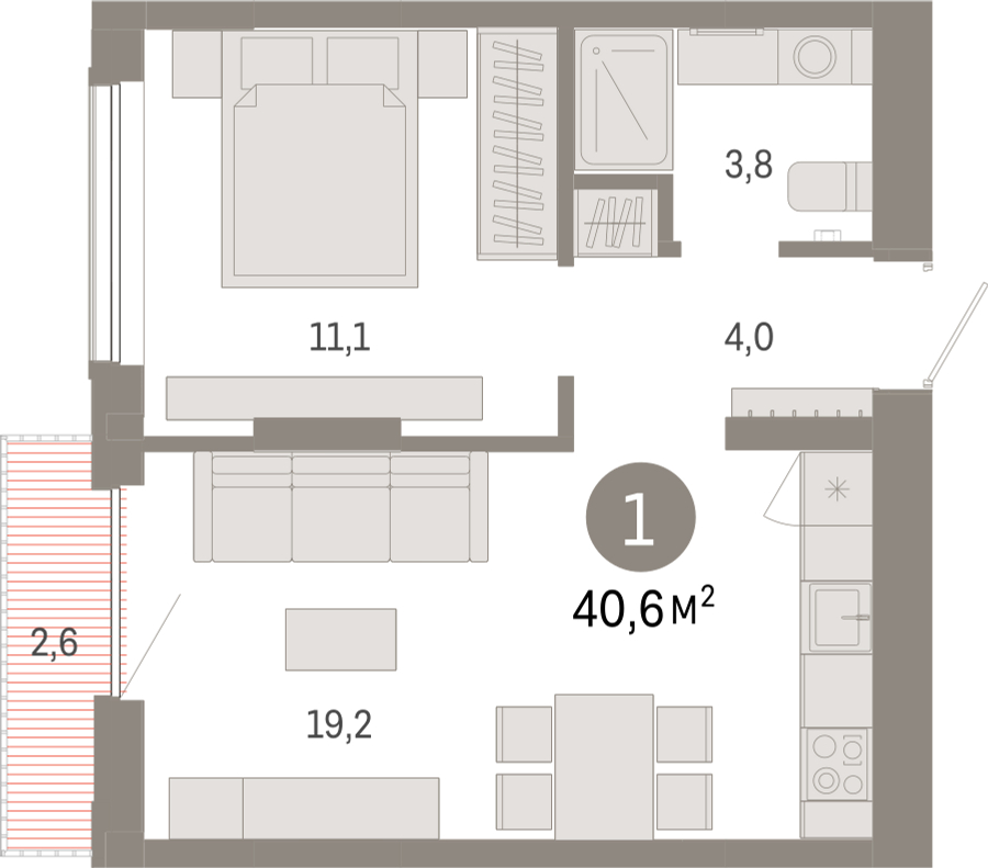 2-комнатная квартира с отделкой в ЖК CUBE на 14 этаже в 1 секции. Сдача в 4 кв. 2024 г.
