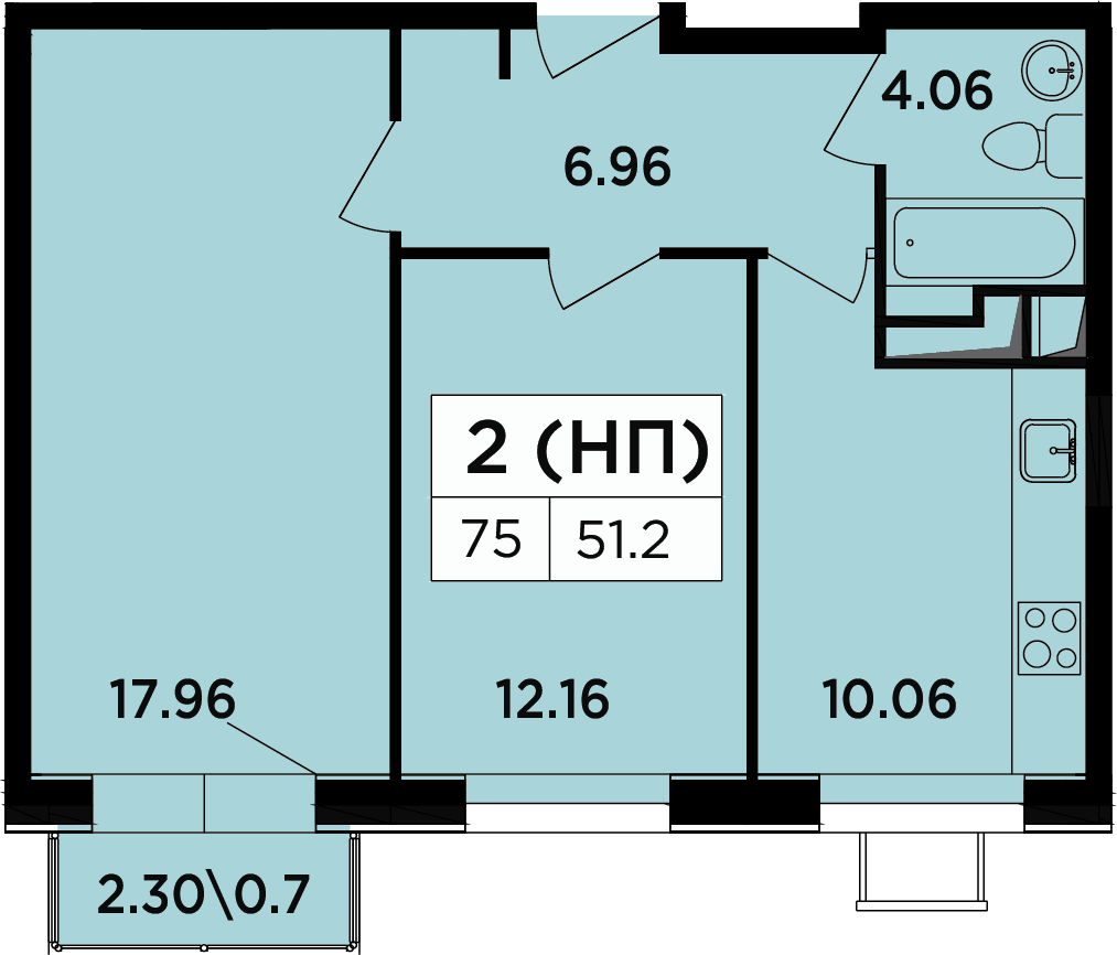 3-комнатная квартира в мкр. Новое Медведково на 15 этаже в 1 секции. Сдача в 2 кв. 2023 г.