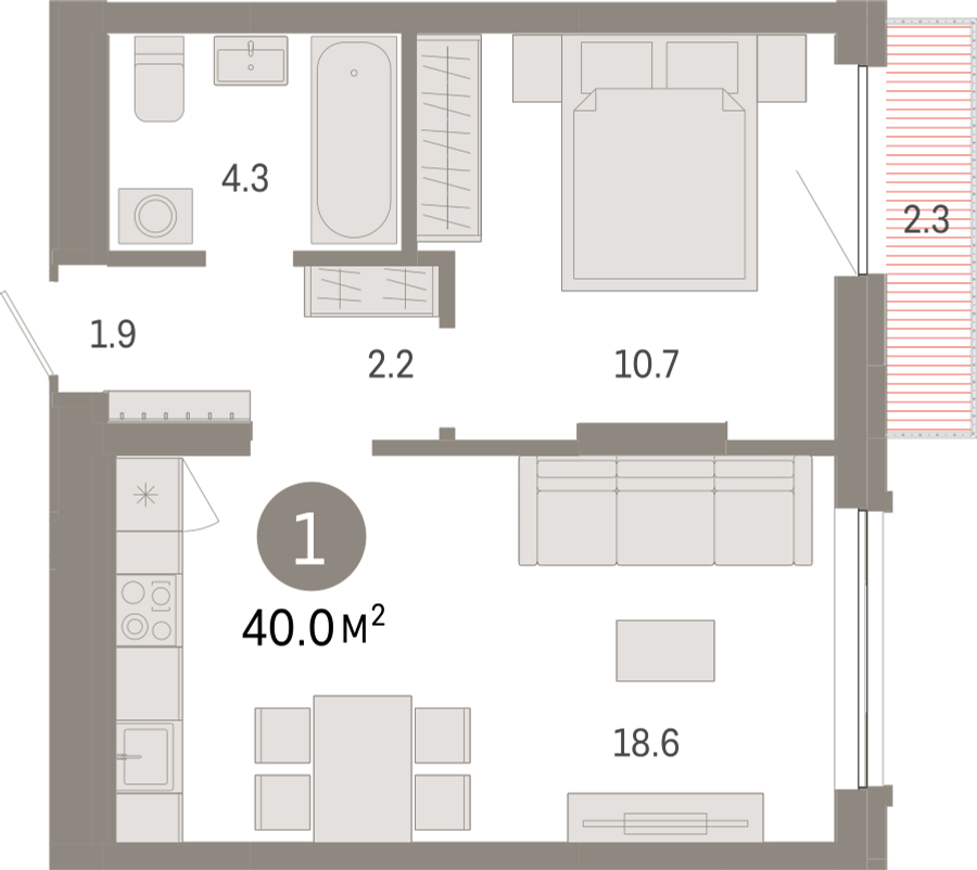 1-комнатная квартира с отделкой в ЖК Второй Нагатинский на 28 этаже в 1 секции. Сдача в 2 кв. 2023 г.