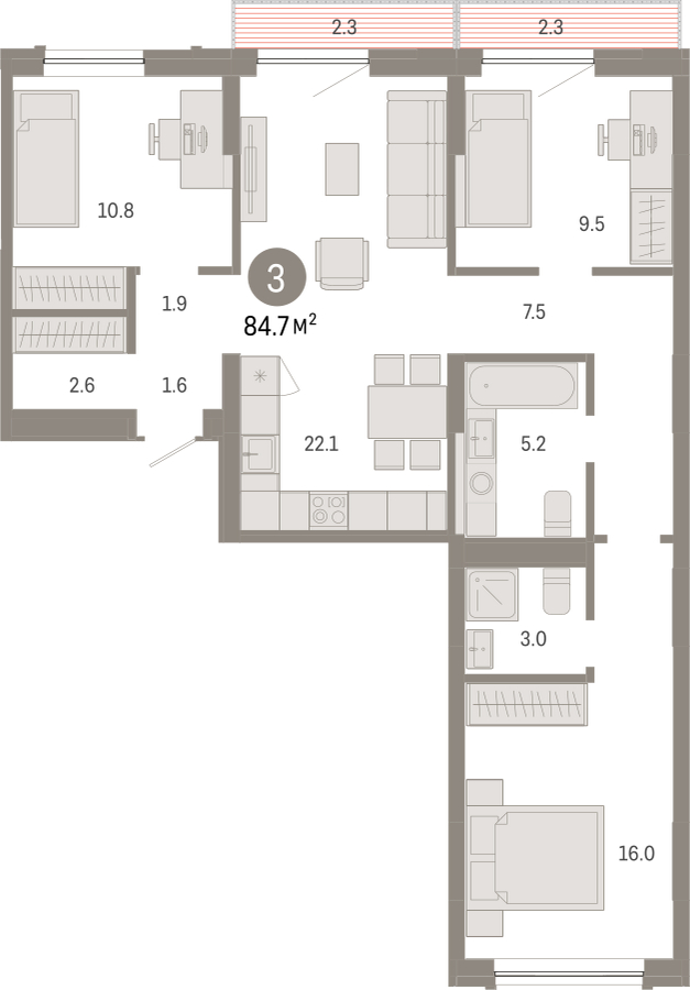 1-комнатная квартира с отделкой в ЖК Квартал на набережной NOW на 17 этаже в 1 секции. Сдача в 4 кв. 2022 г.