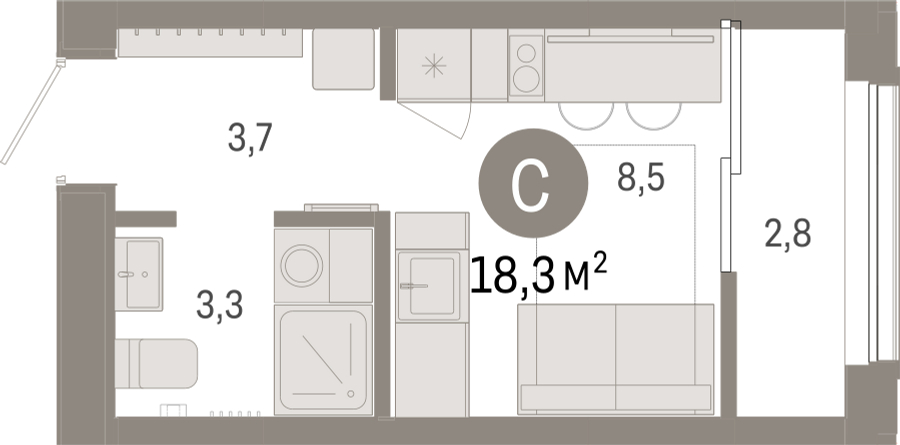 2-комнатная квартира с отделкой в ЖК Квартал на набережной NOW на 15 этаже в 1 секции. Сдача в 4 кв. 2022 г.