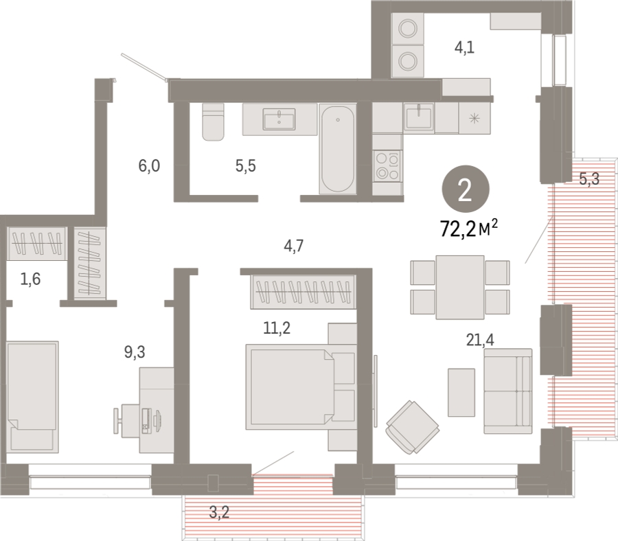 4-комнатная квартира в ЖК FØRST на 17 этаже в 1 секции. Сдача в 4 кв. 2024 г.